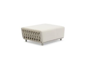 Puf podnóżek ogrodowy HUG Couture Jardin – elegancki, szarobeżowy, aluminium