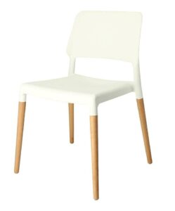 Białe skandynawskie krzesło minimalistyczne H5-E39 – designerska lekkość, komfortowe siedzisko, drewno bukowe