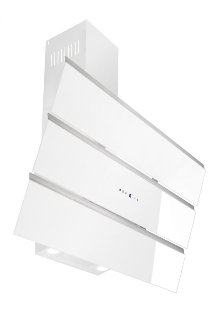 Toflesz CASCADA OKAP KOMINOWY 80 CM – turbina 850m3/h, biały, stal nierdzewna, szkło hartowane