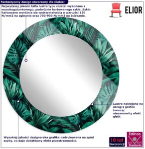 Zielone okrągłe lustro w stylu nowoczesnym L7-H10 – najwyższej jakości tafla, ozdobna rama ze szkła, rozmiary 70 cm, 80 cm, 100 cm