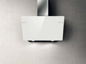 ELICA Okap przyścienny L’ESSENZA WH/A/90 – futurystyczny design, oświetlenie LED, czarne i białe szkło