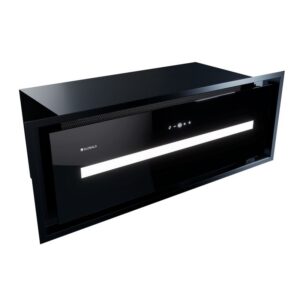 Okap GLOBALO PINELIO 80.1 BLACK – kompaktowy, dotykowy, z oświetleniem LED, czarne szkło