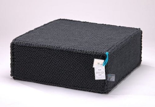 Puf do siedzenia Soft Flat graphite – ręcznie robiony, elastyczny, bawełniany, 60x60x20 cm