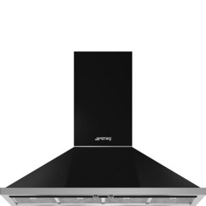 Smeg KPF12BL Przyścienny okap kuchenny Portofino – 3 prędkości, czarny, stal nierdzewna