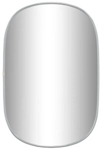 Wiszące srebrne owalne lustro 60×40 cm – Kogo 3X, nowoczesny design, podwójnie hartowane szkło, tworzywo PVC