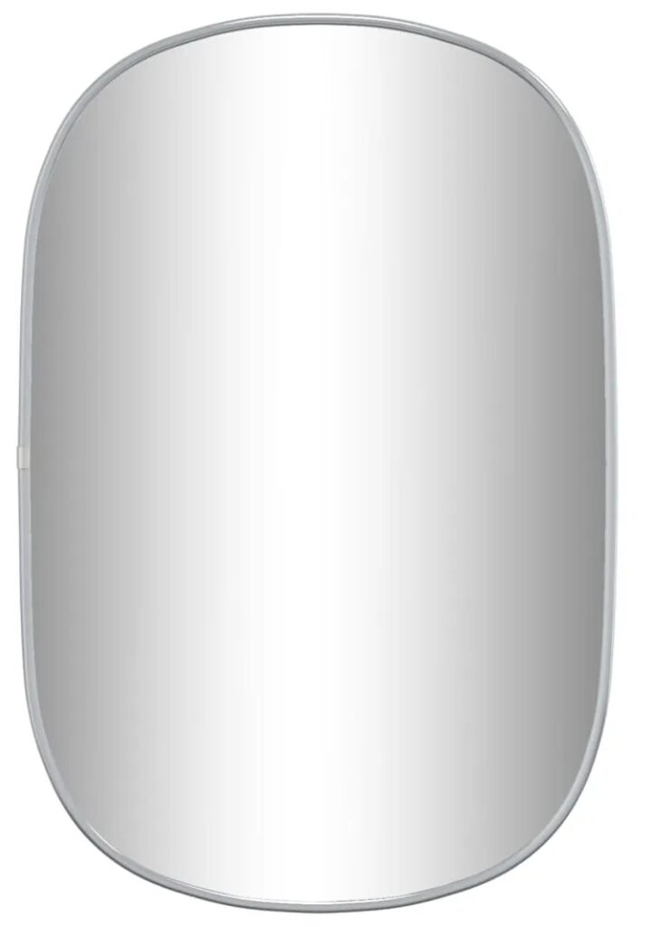 Wiszące srebrne owalne lustro 60×40 cm – Kogo 3X, nowoczesny design, podwójnie hartowane szkło, tworzywo PVC