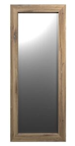Prostokątne Lustro Na Ścianę Dąb Z Elementami Srebra – nowoczesny design, elegancja, 148 cm x 56 cm, szkło hartowane