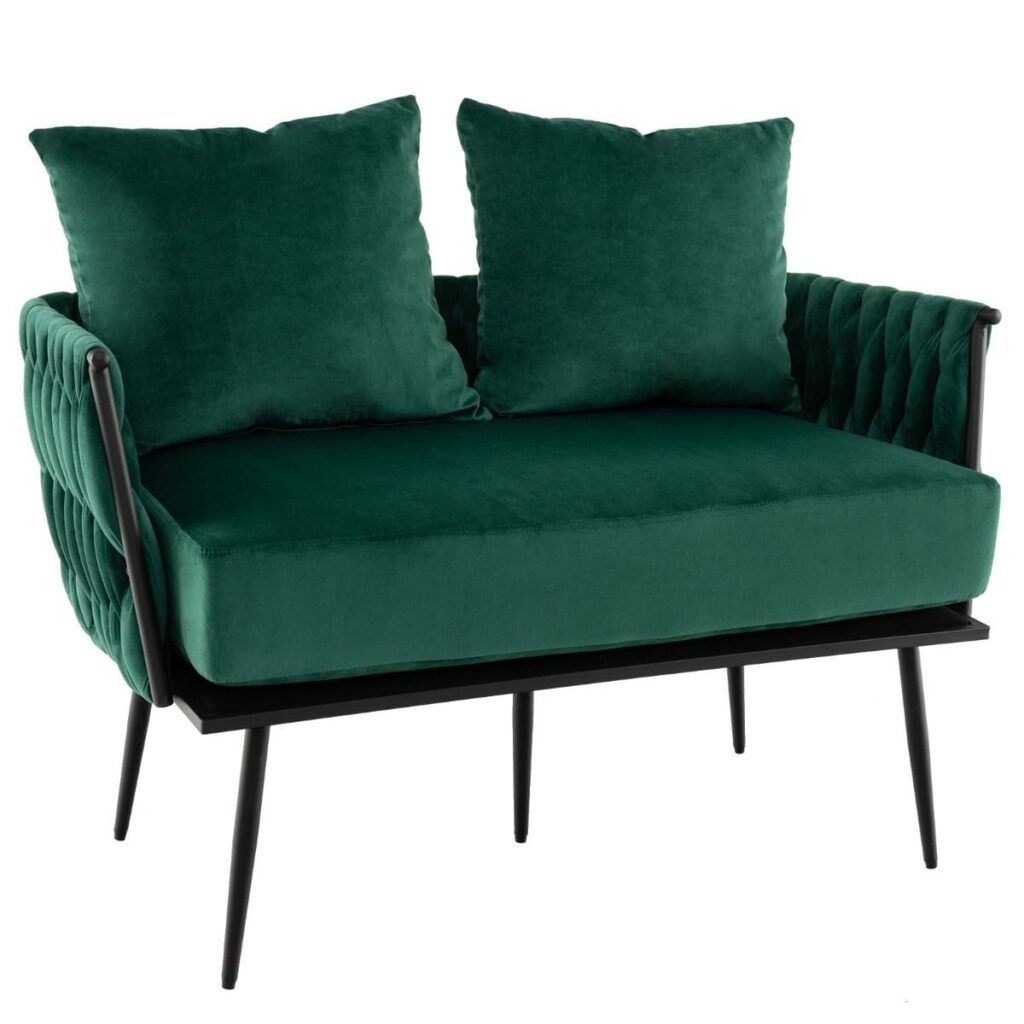 Kanapa Loveseat – elegancka, 2-osobowa, aksamitna, szaro-srebrna