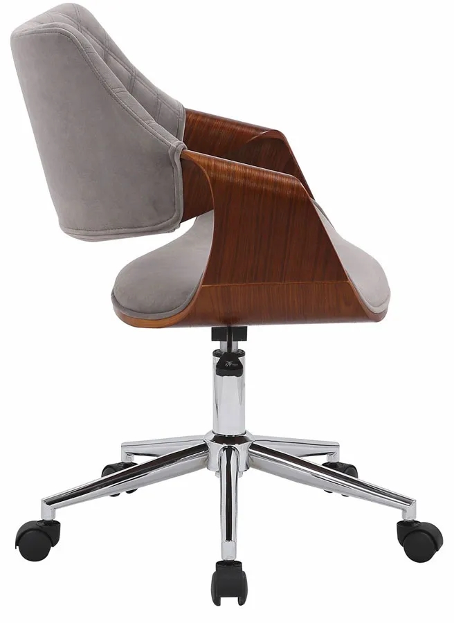 Nowoczesny szary fotel obrotowy E5-K35 – ergonomiczne siedzisko, designerskie oparcie, kolor popiel