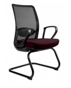 Fotel biurowy Anggun Skid – ergonomiczny, burgundy, czarny, z regulowanym oparciem