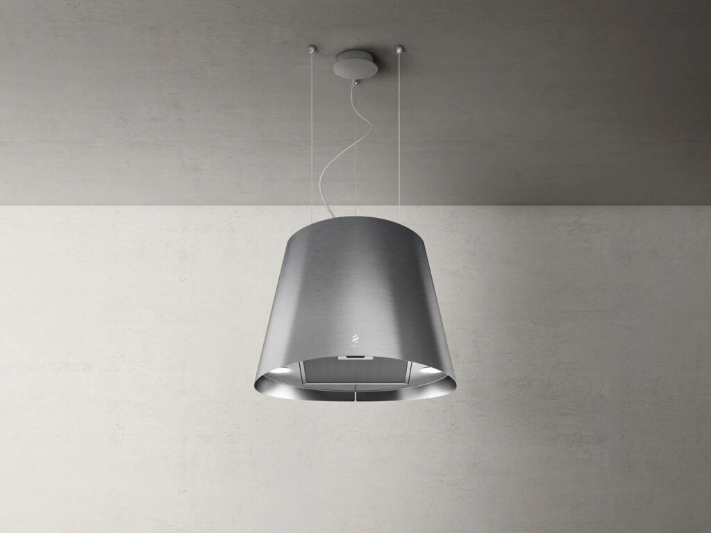 Elica Okap wyspowy JUNO IX/F/50 – pochłaniacz, stal nierdzewna, biały, średnica 50 cm
