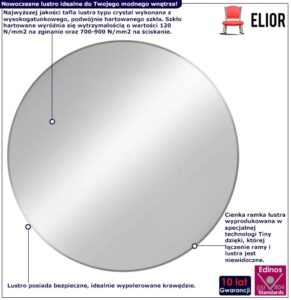 Srebrne okrągłe lustro ścienne E8-K26 – nowoczesne, wysokiej jakości, okrągłe, srebrna ramka