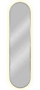 Srebrne wąskie lustro led 155×40 cm – podświetlenie LED, owalne, wysokiej jakości tafla