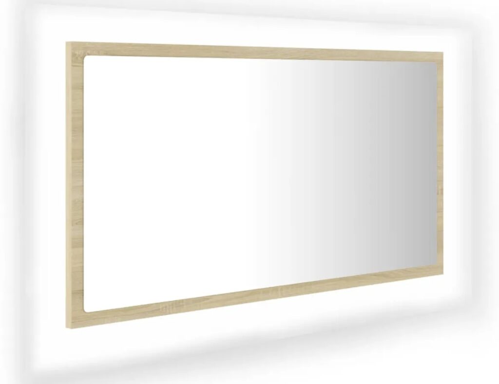 Nowoczesne wiszące lustro LED Elior – dąb sonoma, RGB, prostokątne 80 x 8,5 x 37 cm
