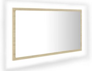 Nowoczesne wiszące lustro LED Elior – dąb sonoma, RGB, prostokątne 80 x 8,5 x 37 cm