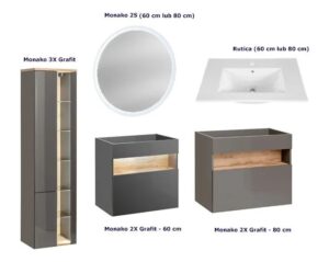Okrągłe wiszące lustro łazienkowe 80 cm – z oświetleniem LED, srebrne, podwójnie hartowane szkło