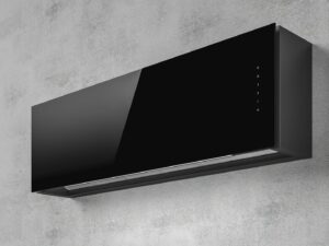 Elica Okap przyścienny RULES BL/F/120 – wszechstronność instalacji, czarne szkło, 120 cm