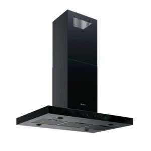 Okap Globalo Verta Isola 90.3 H2H Black – minimalistyczny design, energooszczędne oświetlenie, stal i szkło