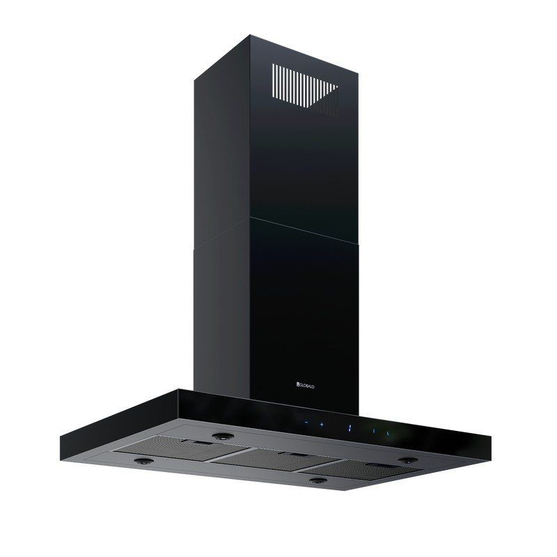 Okap Globalo Verta Isola 90.3 H2H Black – minimalistyczny design, energooszczędne oświetlenie, stal i szkło