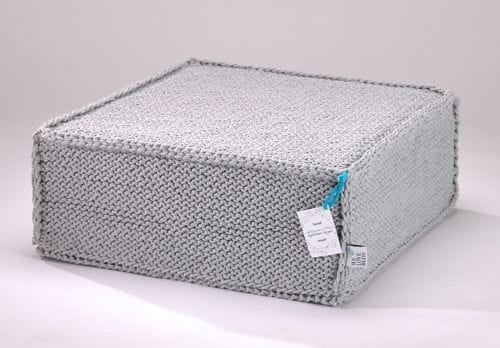 Puf do siedzenia Soft Flat grey – wygodny, elastyczny, ręcznie robiony, szary, 60x60x20 cm, bawełna