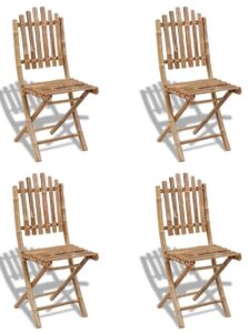 Składane krzesła bambusowe 4 szt. Elior – ergonomiczne, lekkie, naturalne drewno bambusowe