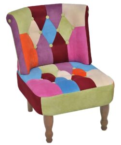 Patchworkowy fotel pikowany – Nexos, wyjątkowy design, kolorowy patchwork, miękka welurowa tkanina