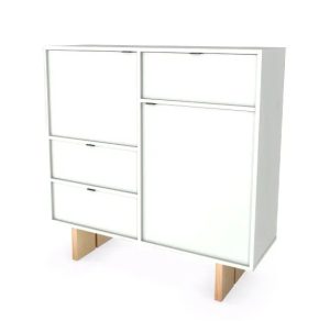Biała komoda do salonu – Rotip, nowoczesny design, drewno brzozowe, 120 cm
