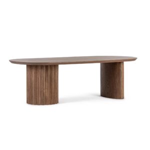 Bolzano Opale Stół 130×65 – drewno mango, brązowy, żłobkowana podstawa