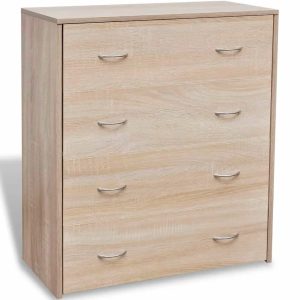 Komoda z 4 szufladami – Rilasso, naturalny dąb, 60×30,5×71 cm, płyta meblowa i MDF