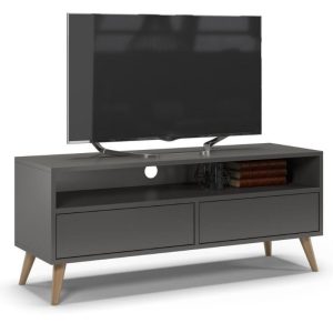Szafka rtv, stolik pod telewizor, SKAND, 120x40x50 cm, grafit, mat
