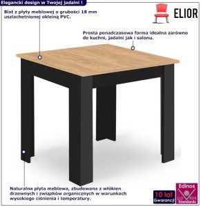 Kwadratowy stół 80×80 dąb artisan + czarny – Silio 3X