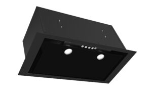 Okap Berg Monza Box 60 cm – podszafkowy, czarne szkło, z listwą zabudowującą