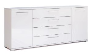 Duża biała komoda z szufladami i półkami 190 cm – Wilhelm 18X