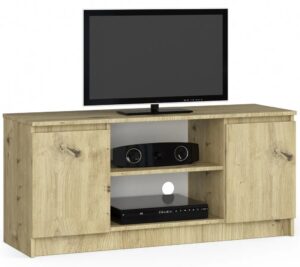 Szafka RTV Do Salonu Dąb Artisan L1-D55 – praktyczna elegancja, kolor dąb artisan, wymiary 140x40x55 cm, materiał płyta laminowana