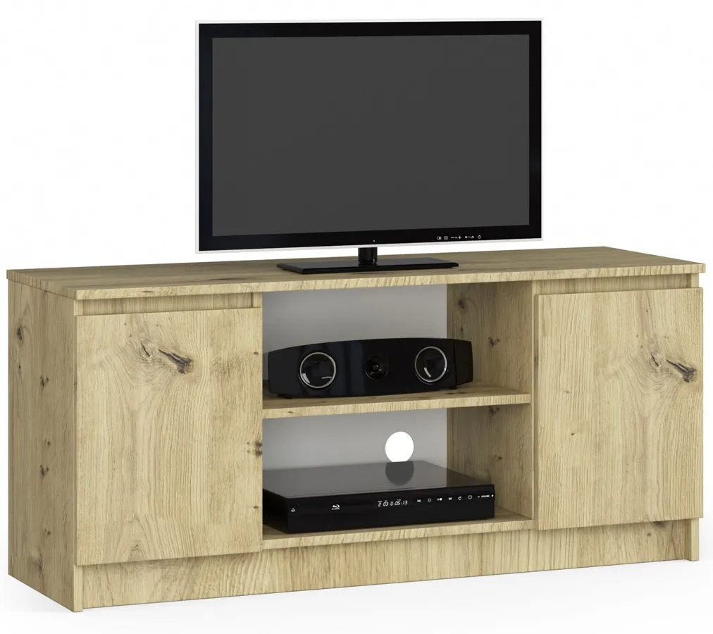 Szafka RTV Do Salonu Dąb Artisan L1-D55 – praktyczna elegancja, kolor dąb artisan, wymiary 140x40x55 cm, materiał płyta laminowana