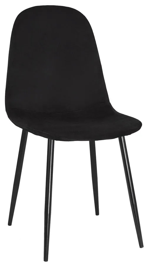Zestaw czarnych aksamitnych krzeseł 4 szt. – Larox, eleganckie, wygodne, tapicerowane