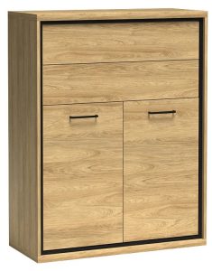 Niska komoda hikora naturalna – Acorus 8X, funkcjonalna, elegancka, z szufladami