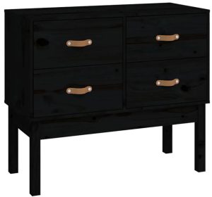 Czarna sosnowa komoda z szufladami – elegancki design, naturalne drewno, 90x40x78 cm