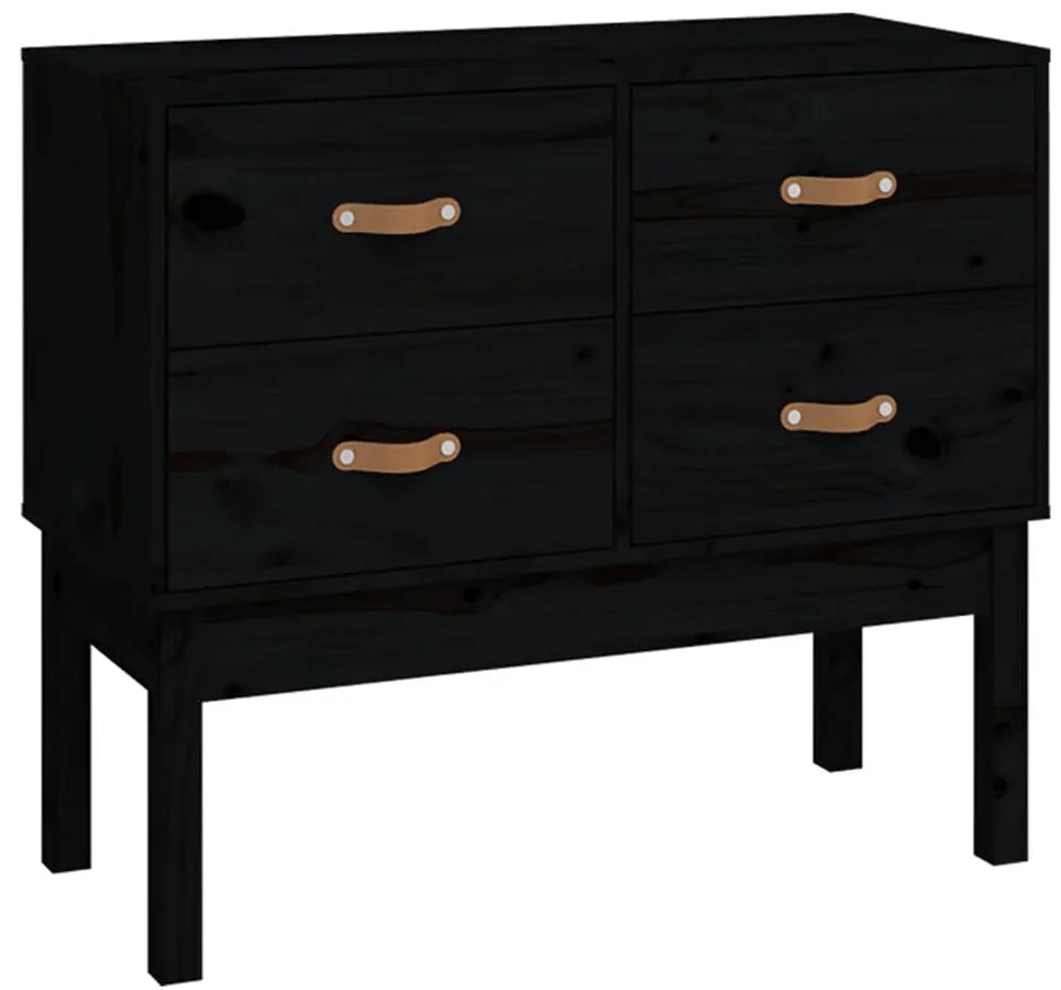 Czarna sosnowa komoda z szufladami – elegancki design, naturalne drewno, 90x40x78 cm