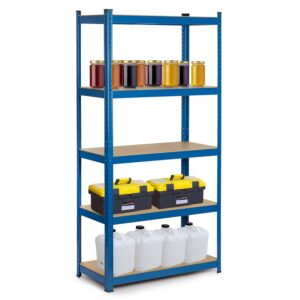 Regał metalowy magazynowy Humberg 4848 – 5 półek, niebieski, 90x40x180 cm, stal