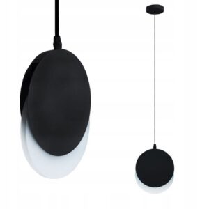 Lampa sufitowa LED koła 28cm – nowoczesny design, czarny mat, metal i akryl