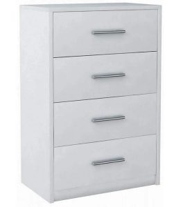 Biała komoda z szufladami – Nemeso 3X, nowoczesny design, uniwersalny charakter, 60 cm szerokości