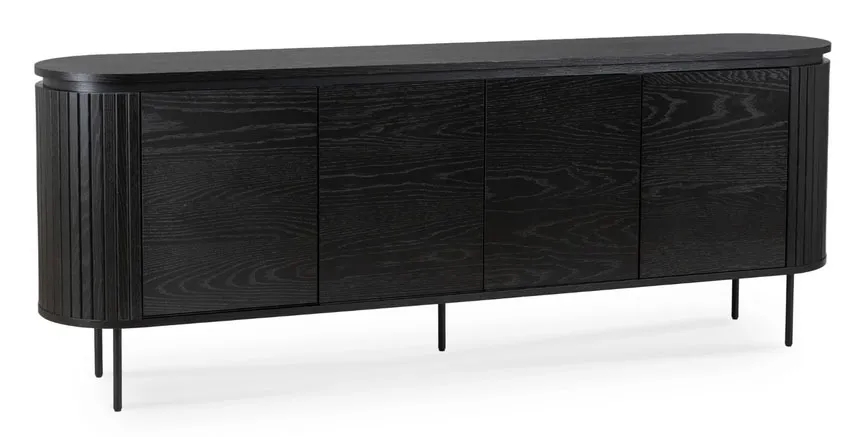 Czarna komoda na nóżkach z lamelami 200cm Z2-T86