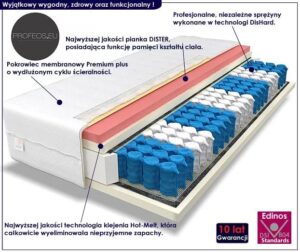 Materac Sprężynowy P8-N82 – komfortowy, średnia twardość H3, 9 stref twardości, pianka VISCO, rozmiary 80×200 cm do 200×200 cm
