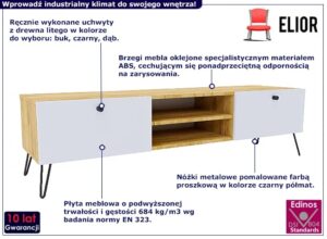 Szafka pod telewizor dąb craft + biały – Zorina 9X, praktyczna elegancja, naturalne drewno