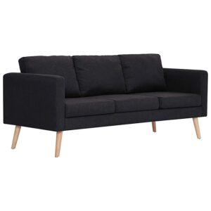 Trzyosobowa czarna kanapa – Imex 3X, elegancka forma, tkanina Alcantar Pro