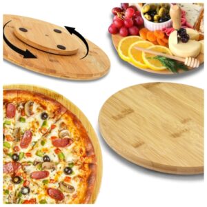Bambusowa obrotowa deska do pizzy 35 cm – ekologiczne drewno, wysoka jakość, antypoślizgowy spód