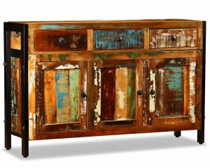 Komoda w stylu vintage do sypialni i salonu – Simplico, wielobarwna, drewno z recyklingu
