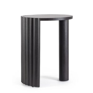 Bolzano Opale Stolik kawowy Ø50 – żłobiony design, czarny, drewno