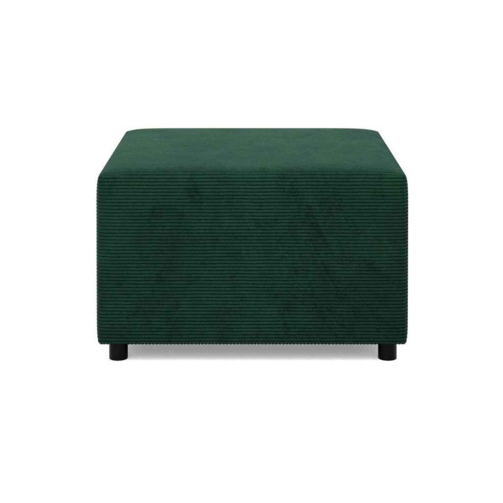 Pufa do salonu, podnóżek, BLOM, sztruks, 71x71x40 cm, butelkowa zieleń